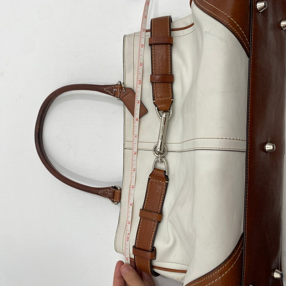 Coach white & brown leather hampton shoulder bag - Picture 8 of 9